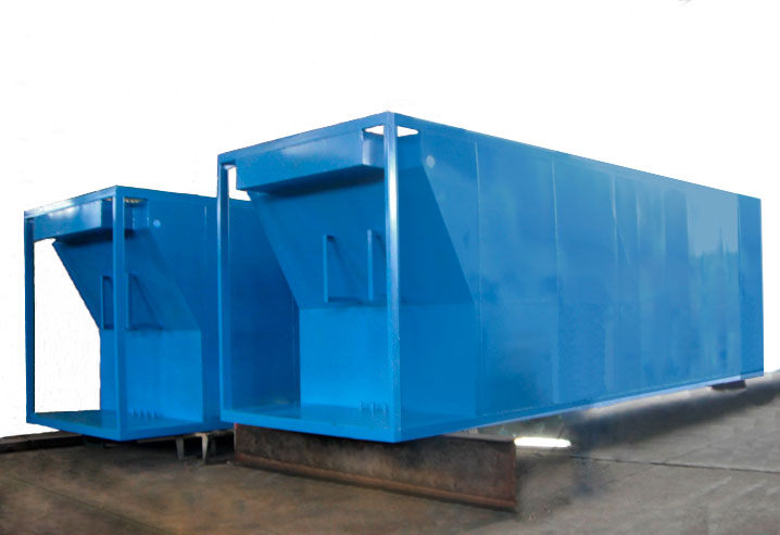 Tanques de tratamiento para aguas residuales de L = 12m x A = 2.5m x H = 3m y 4 toneladas